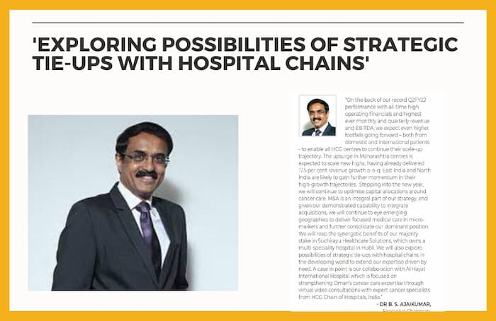 Exploring possibilities of strategic tie-ups with hospital chains'- Dr B. S. Ajaikumar