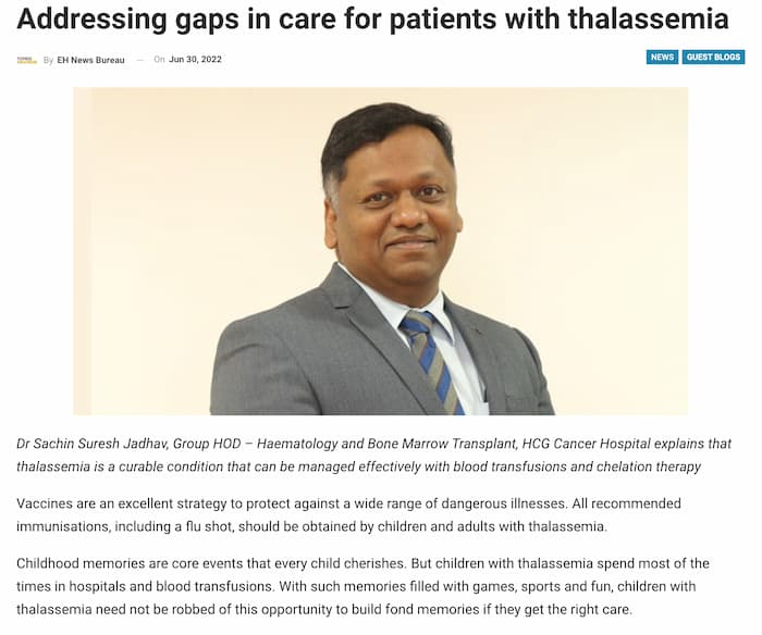 Addressing gaps in care for patients with thalassemia