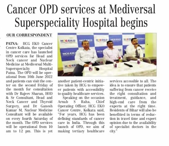Cancer OPD services at Mediversal Superspeciality Hospital begins