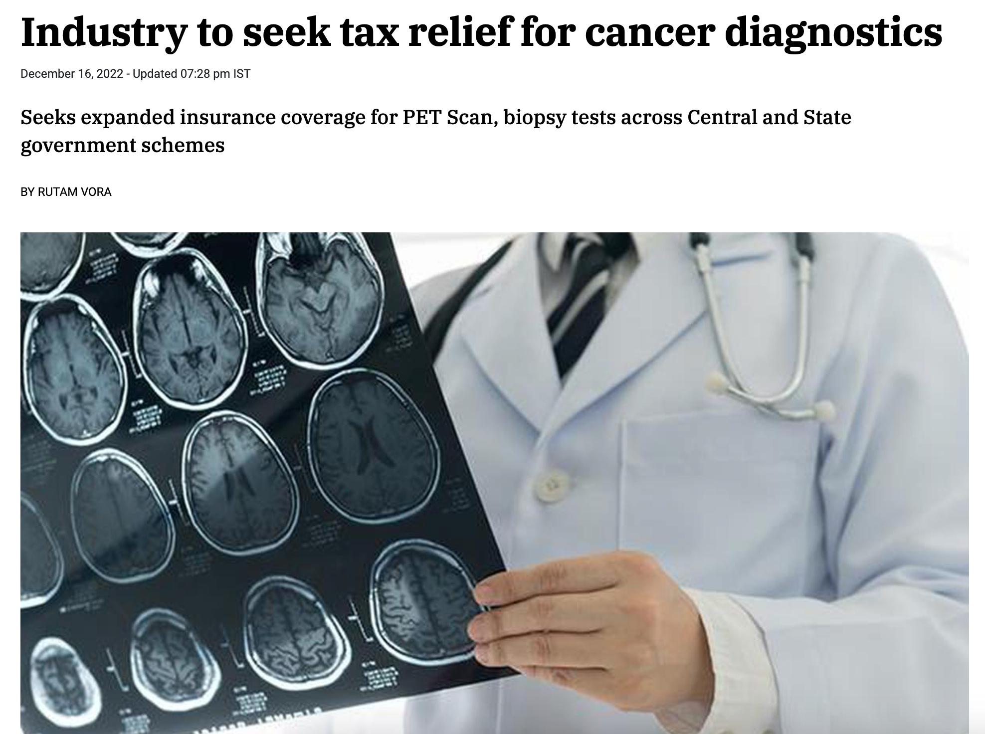 Industry to seek tax relief for cancer diagnostics