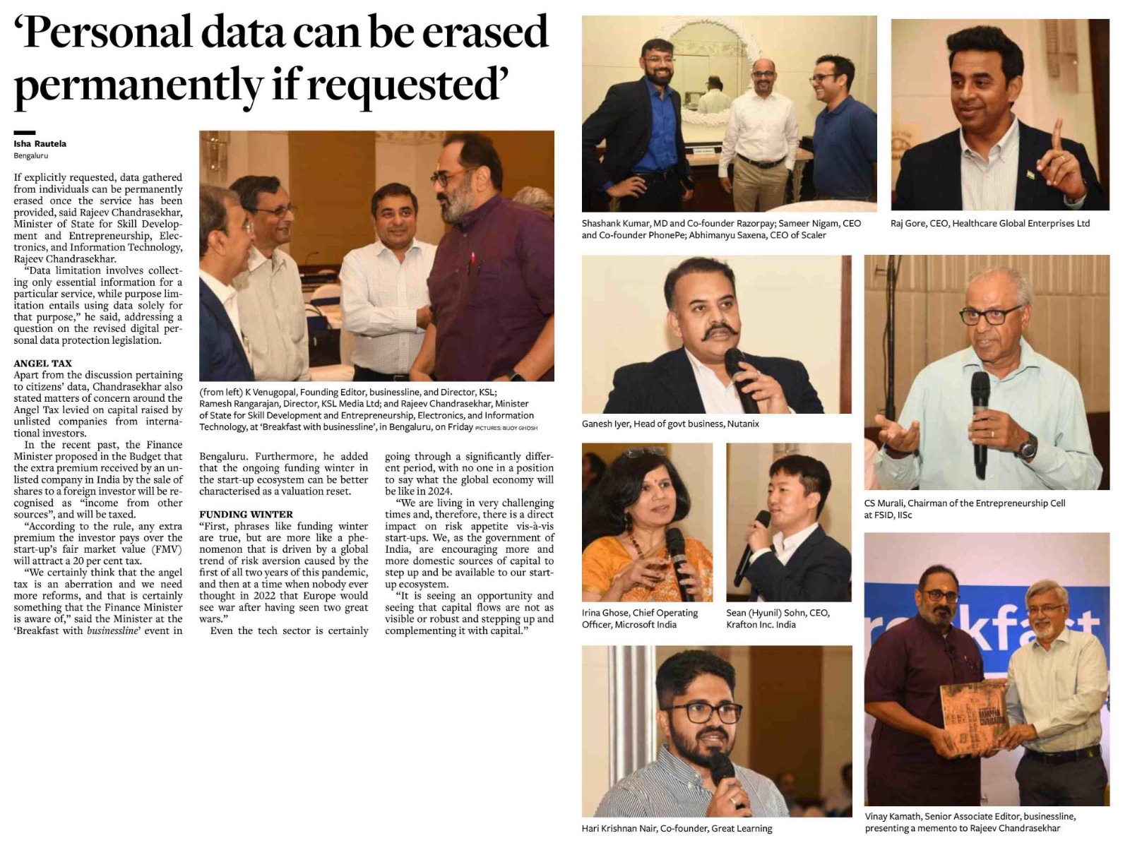Breakfast with Businessline- CEO, Mr. Raj Gore in discussion with Mr. Rajeev Chandrasekhar